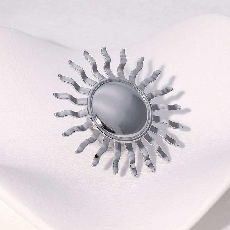 Anello Aperto Girasole Minimalista Vintage Gioielli in Acciaio Inossidabile Placcato Oro 18K da Donna