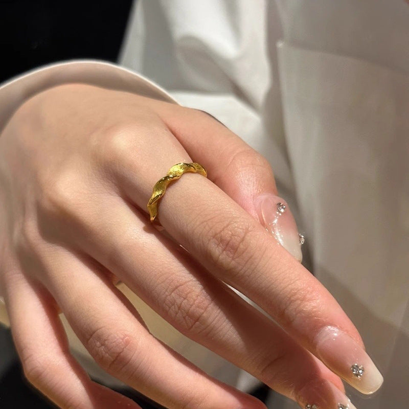 Anello aperto di lusso minimalista geometrico da donna in rame placcato oro
