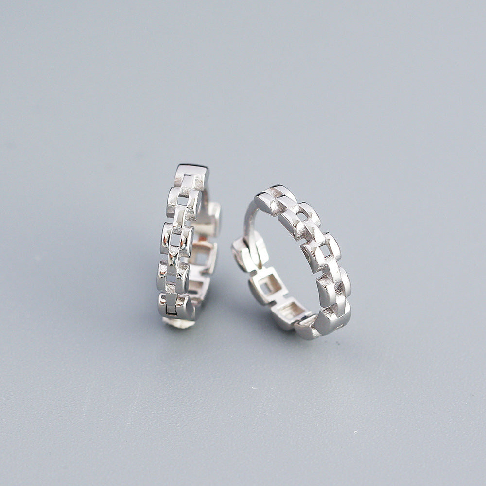 Orecchini a perno da donna in argento Sterling S925 geometrici minimalisti con finitura placcata