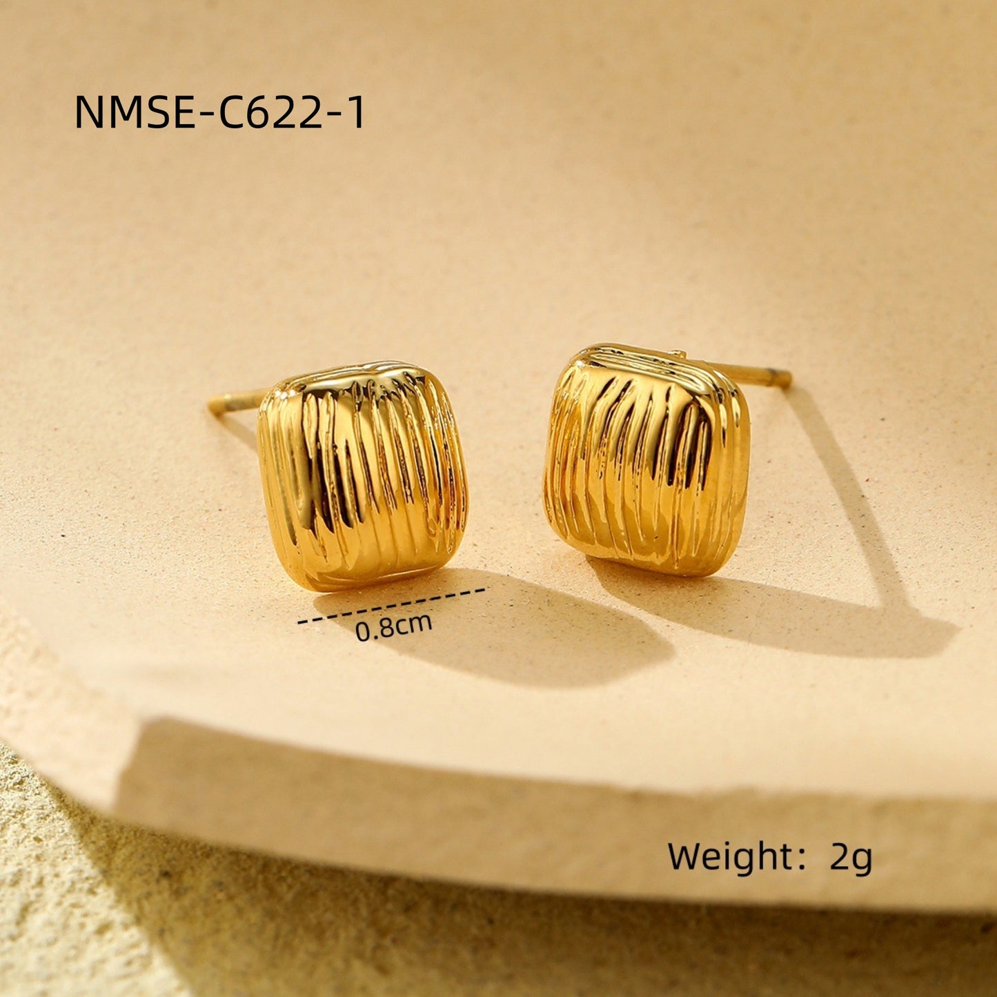 Pendientes cuadrados plisados geométricos minimalistas de acero de titanio para mujer, de acero inoxidable hipoalergénico, joyería de moda para oreja