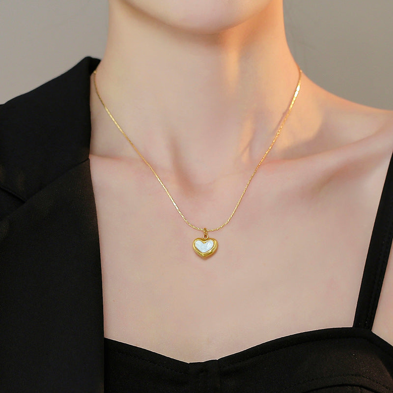 Minimalist Heart Geometric Titanium Steel Collar Necklace for Women