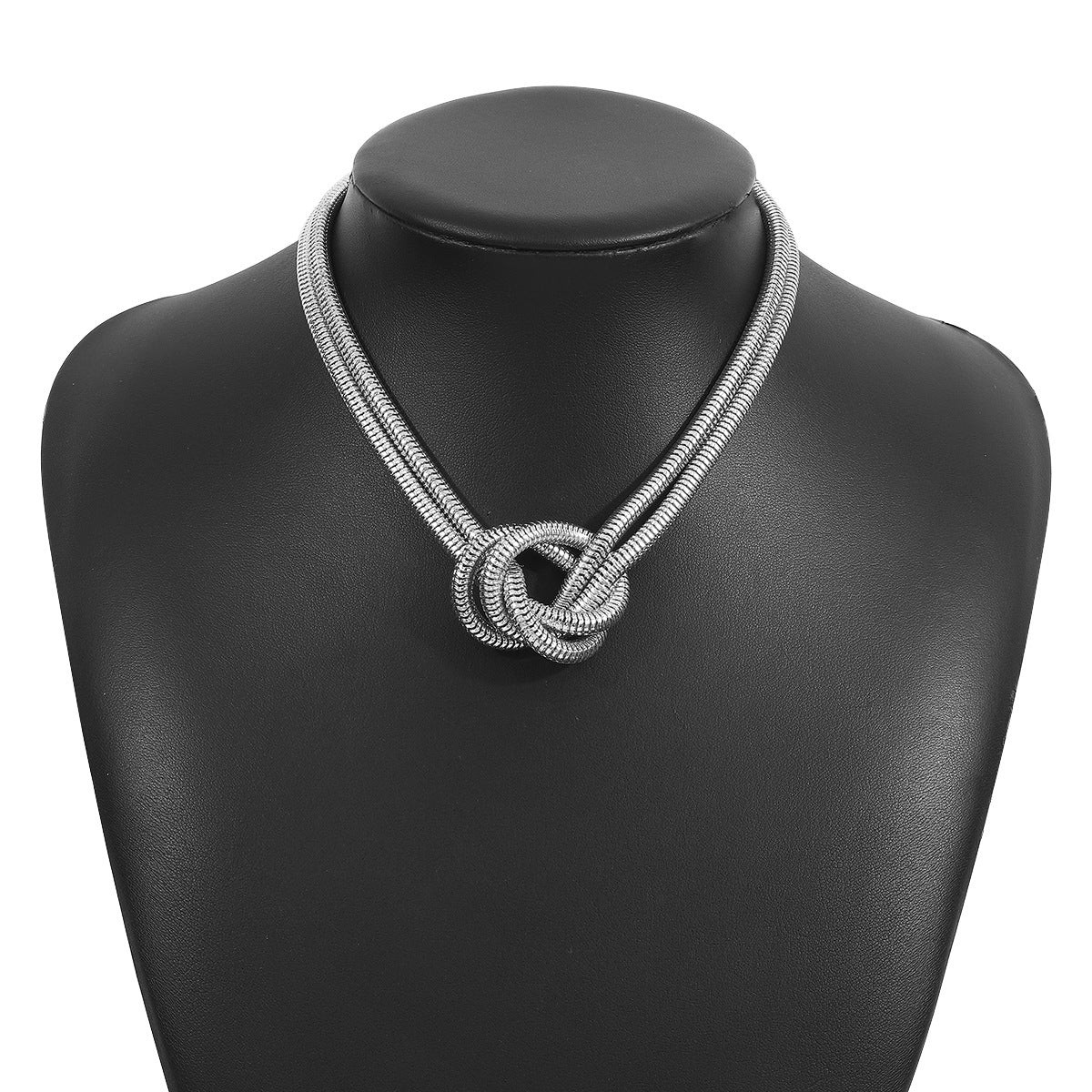 Set collana e bracciale hip hop vintage personalizzato a nodo ritorto invecchiato con placcatura in metallo bicolore
