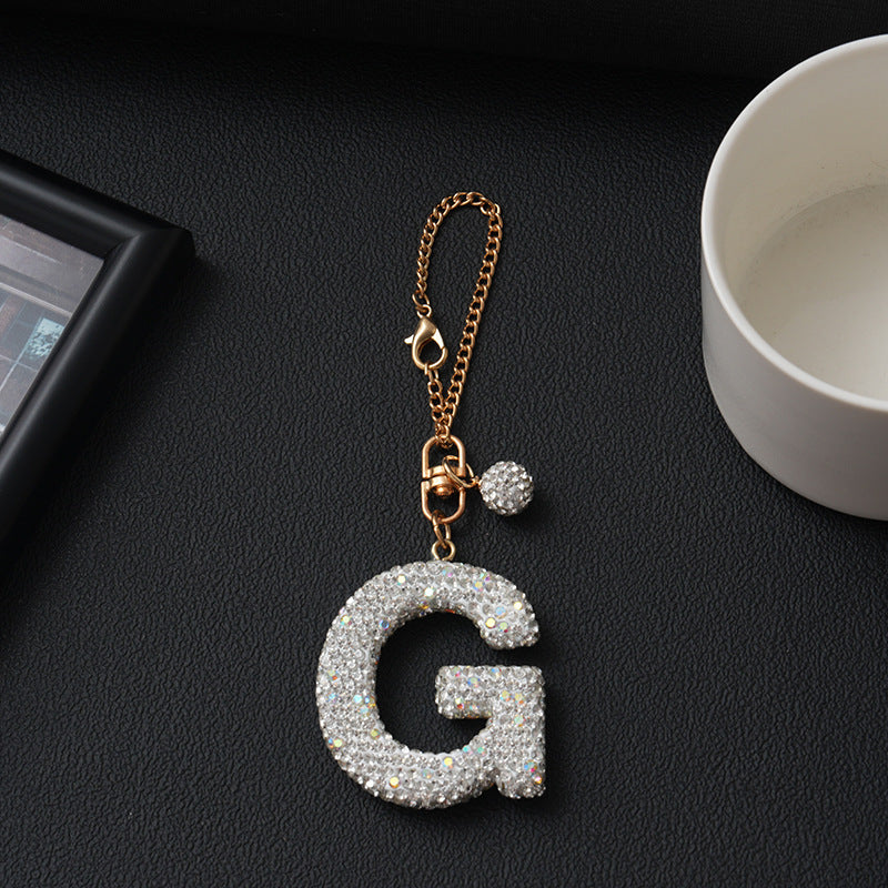 Luxury Rhinestone Letter Pendant Resin Charm for Car Cup Chain