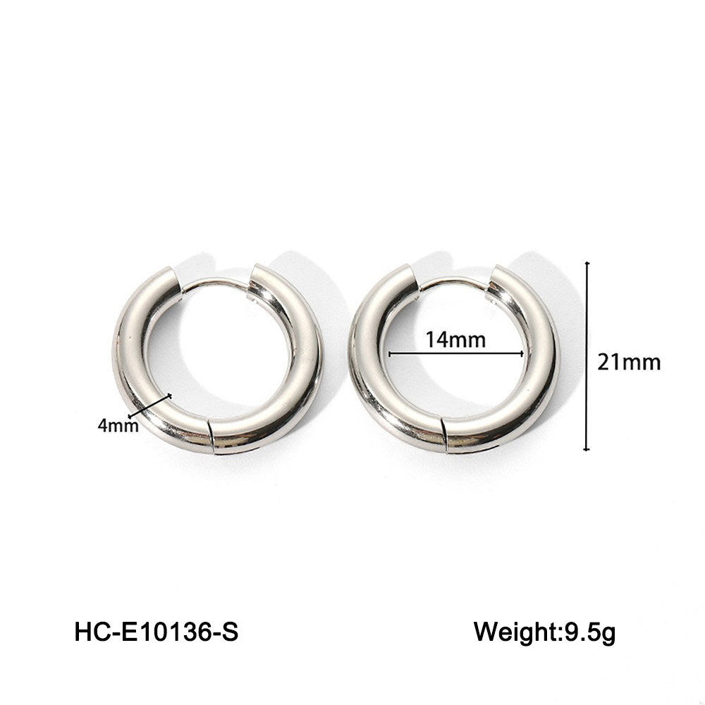 INS-Inspired Geometric Hoop Earrings in Titanium Steel with 18K Gold Plating for Women