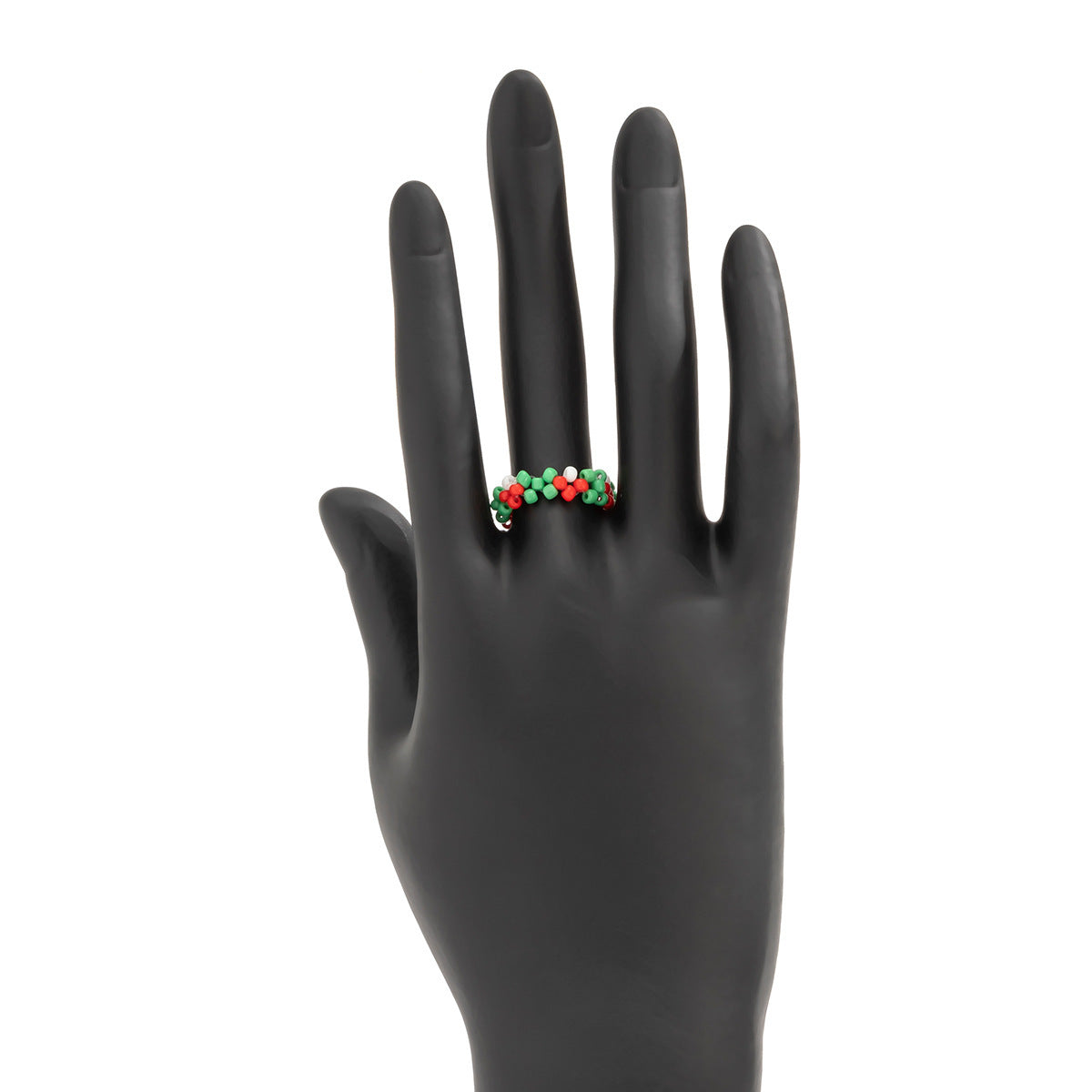 Anillo de plástico geométrico dulce y fresco estilo pastoral tejido a mano con cuentas de semillas