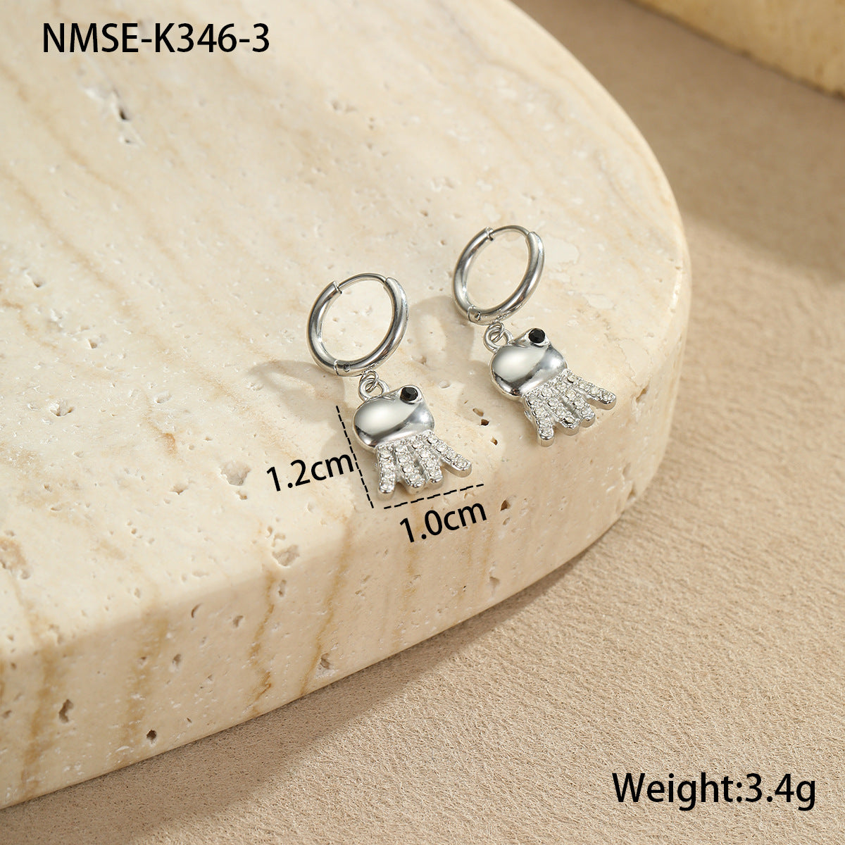 Pendientes de Acero Inoxidable con Forma de Estrella de Mar y Concha con Incrustaciones de Diamantes de Imitación para Mujer