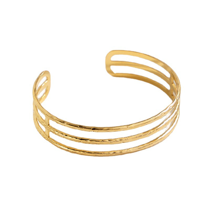 Bracciale Minimalista Geometrico in Acciaio Inossidabile con Finitura Placcata da Donna