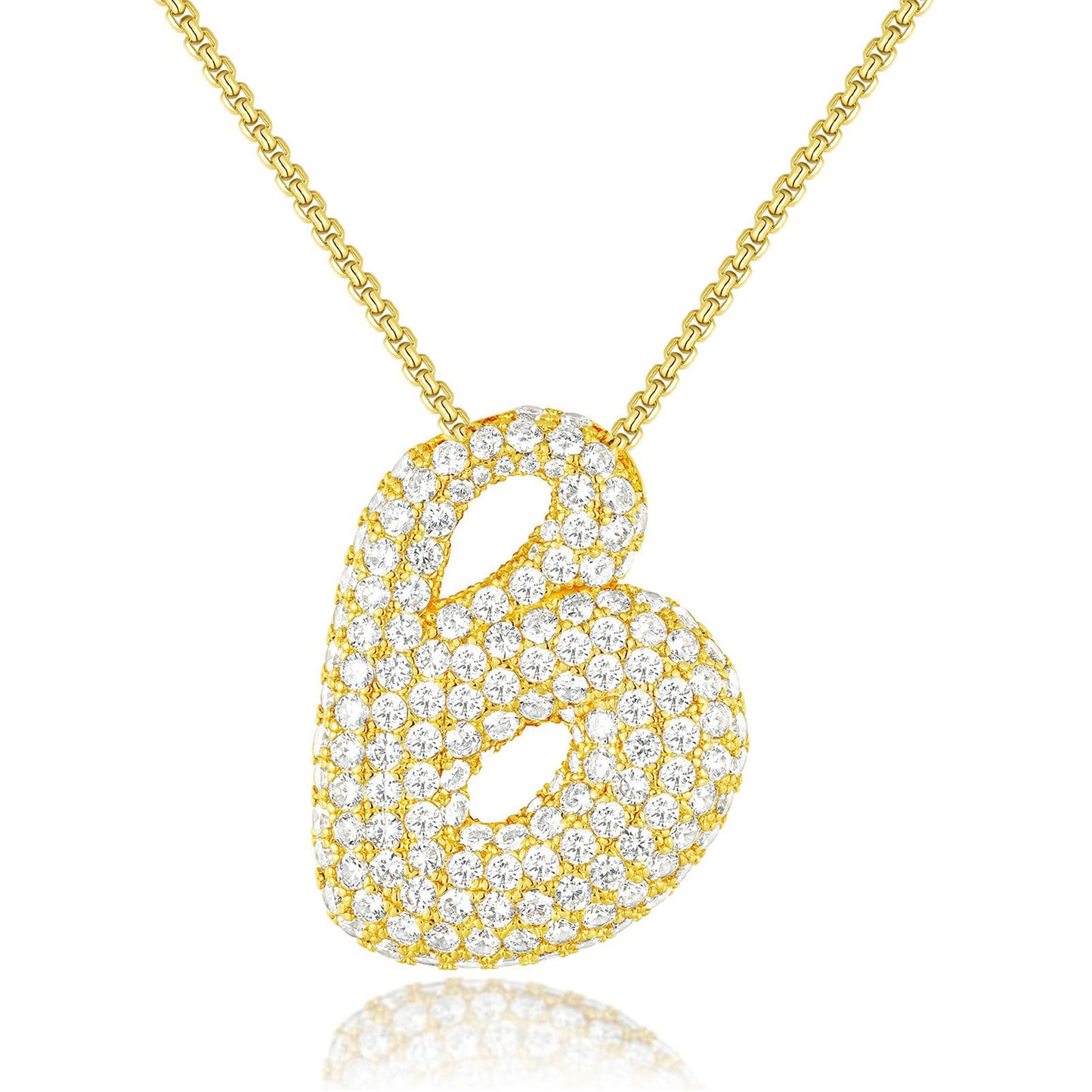 Luxury Elegant Gold Silver Plated Brass Letter Pendant Necklace with Cubic Zirconia for Women