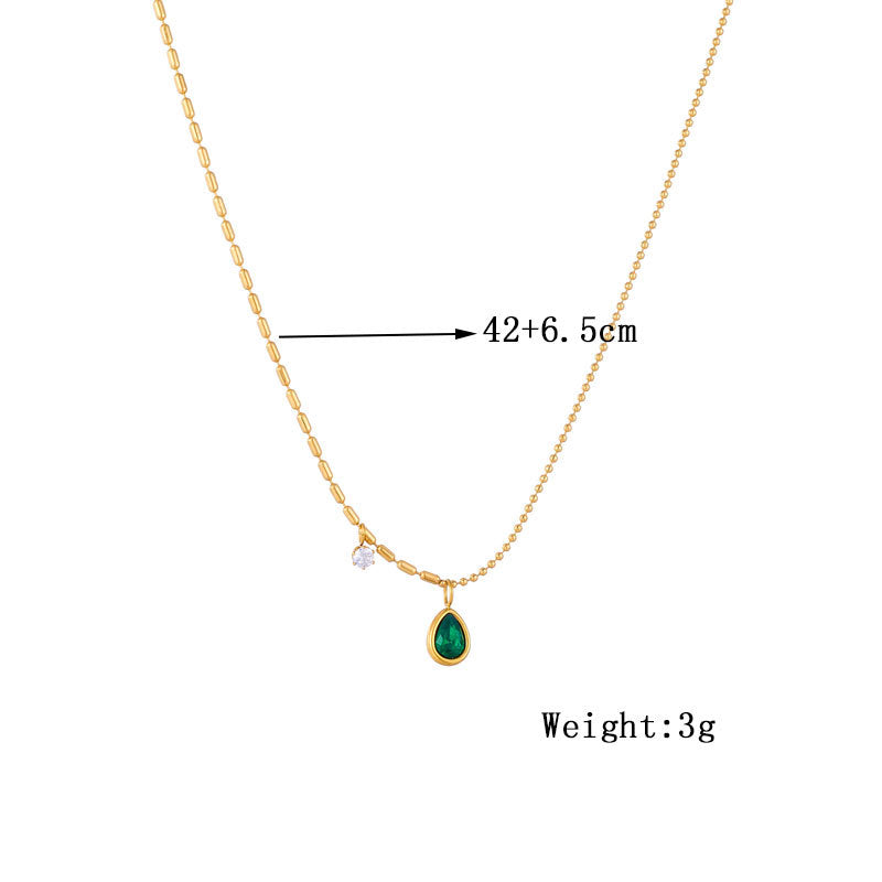 Minimalist Retro Stainless Steel Teardrop Pendant Necklace with Plated Finish for Women