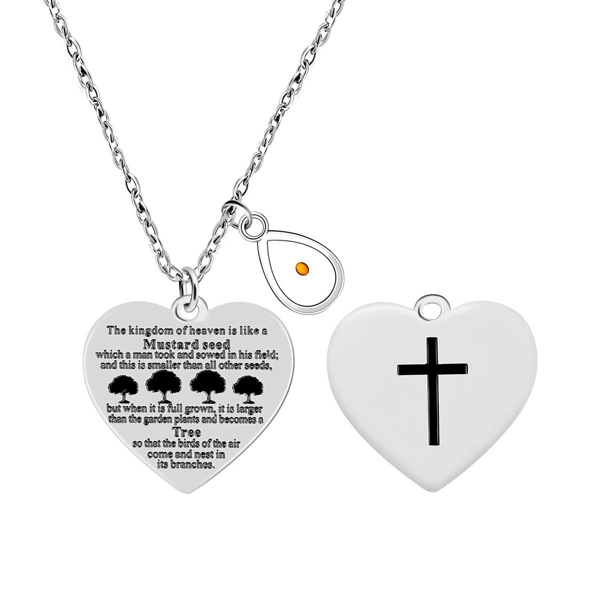 Collana con Ciondolo a Croce a Doppia Faccia in Acciaio Inossidabile con Versetto Biblico Personalizzato, Charm in Acciaio al Titanio Lucidato e Design Geometrico