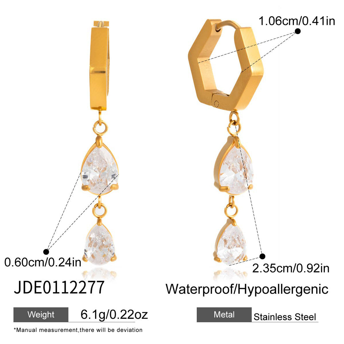 Elegant Geometric Round Stainless Steel Plated Cubic Zirconia Hoop Earrings for Women