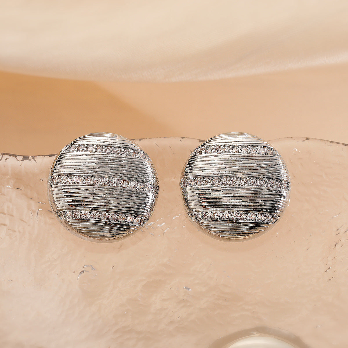Minimalist Geometric Gold-Plated Zircon Stud Earrings for Women with Micro-Pavé Setting