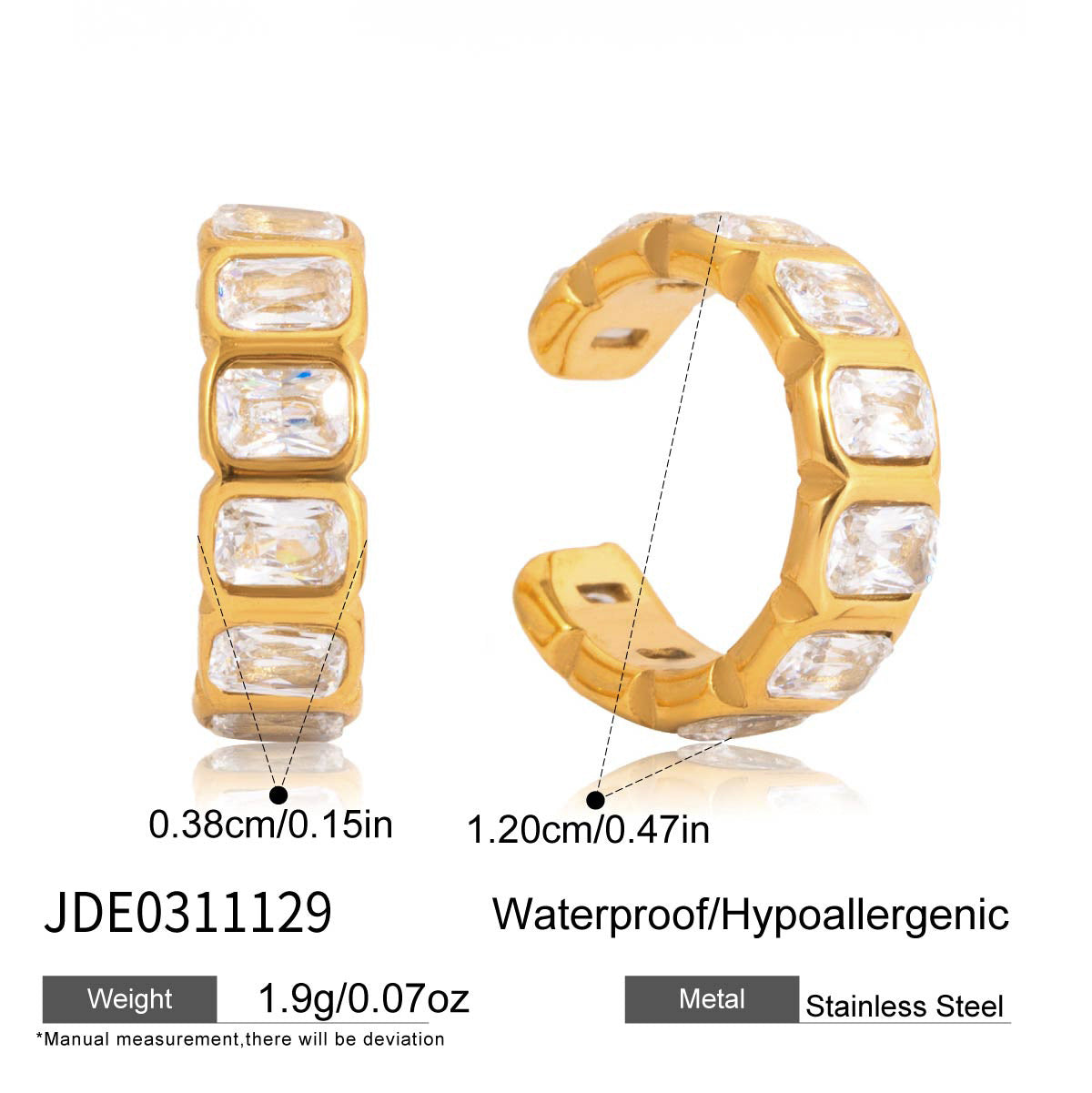 Pendientes de acero inoxidable geométricos con circonita para mujer con acabado chapado, joyería de lujo minimalista y moderna