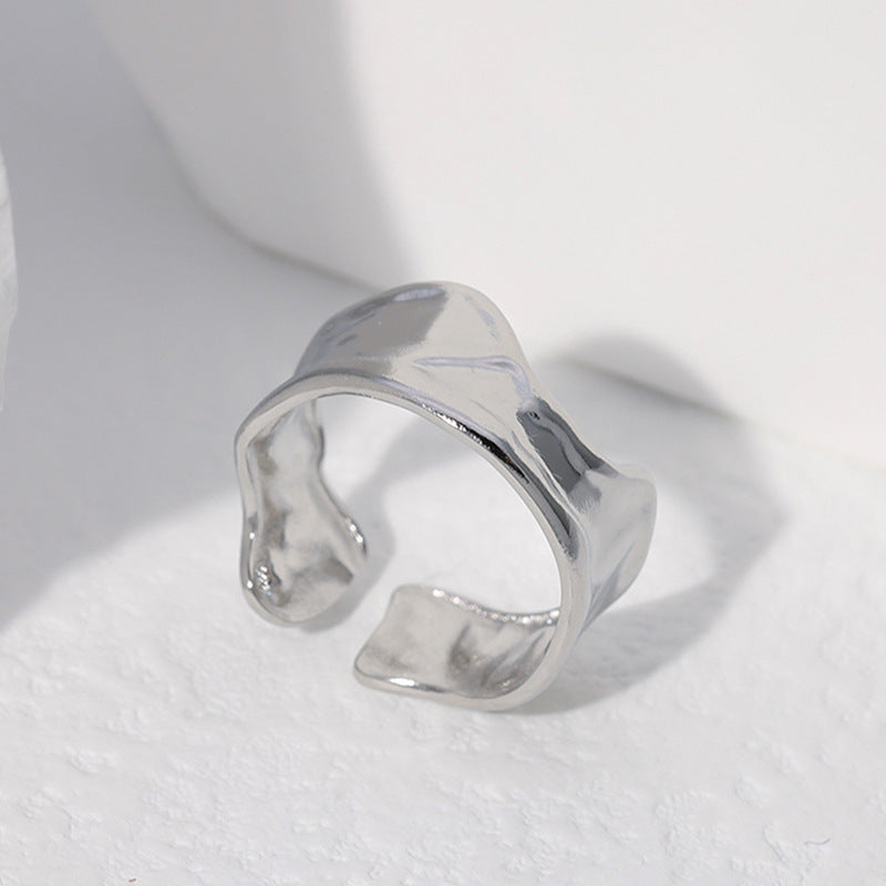 Anello Aperto Minimalista in Acciaio Inossidabile Geometrico da Donna con Finitura Placcata e Design a Linea Pulita