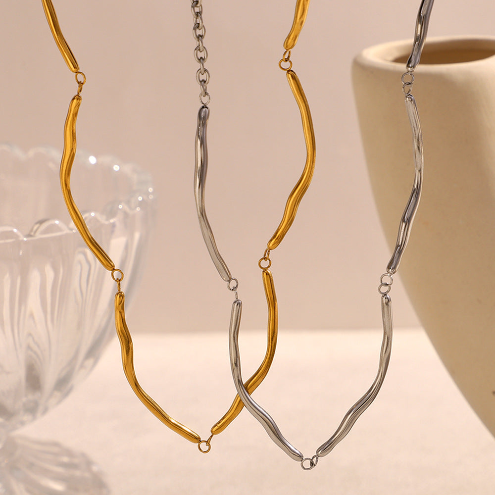 Minimalist Geometric Stainless Steel 18K Gold Plated Joint Necklace for Women