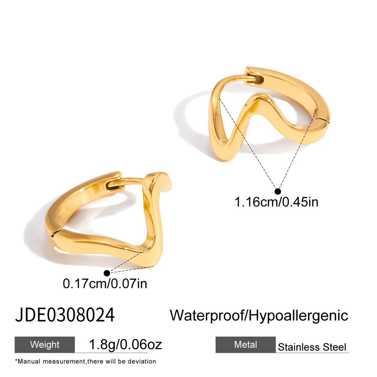 Orecchini a Cerchio Geometrici da Donna in Acciaio Inossidabile Dorato con Dettaglio Linea Minimalista e Finitura in Acciaio al Titanio Premium
