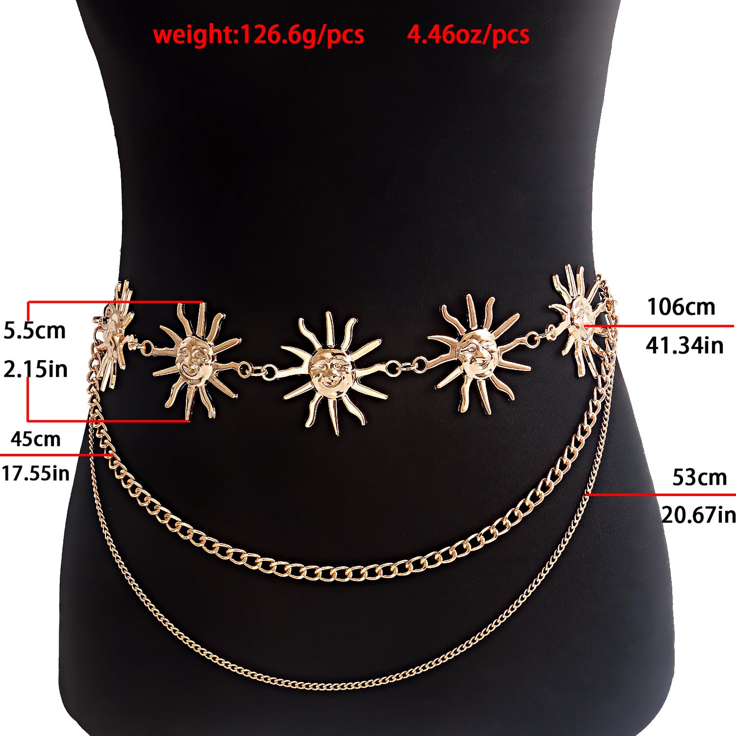 Punk Style Double Loop Metal Waist Chain for Women Body Chain Accessory for Dresses