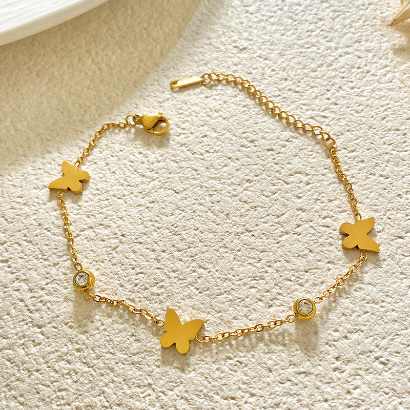 Minimalist Luxury Gold Plated Titanium Steel Micro Pave Diamond Bracelet