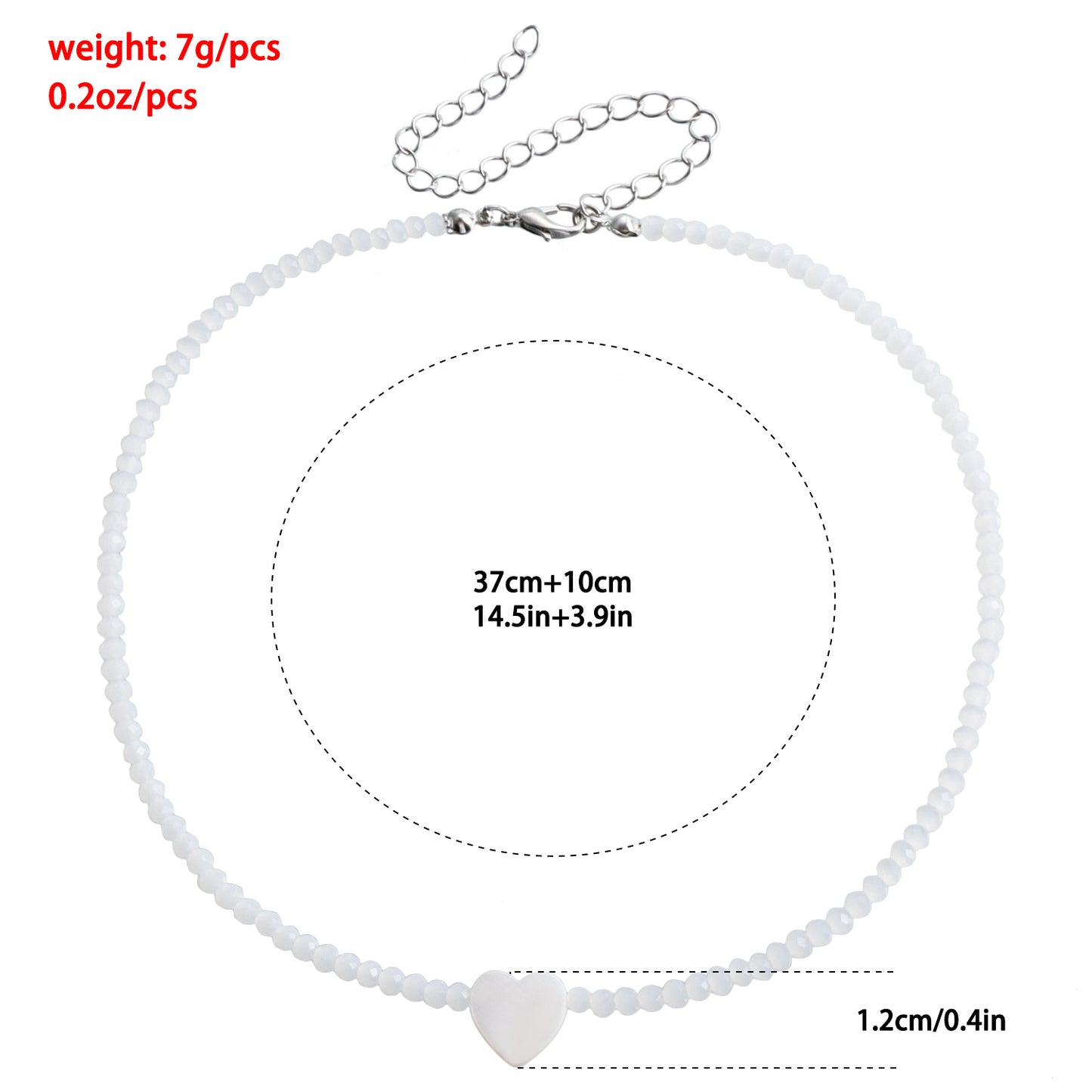 Bohemian Style Heart-Shaped Mother-of-Pearl Pendant Necklace with Crystal Beads on Gold-Plated Clavicle Chain for Women