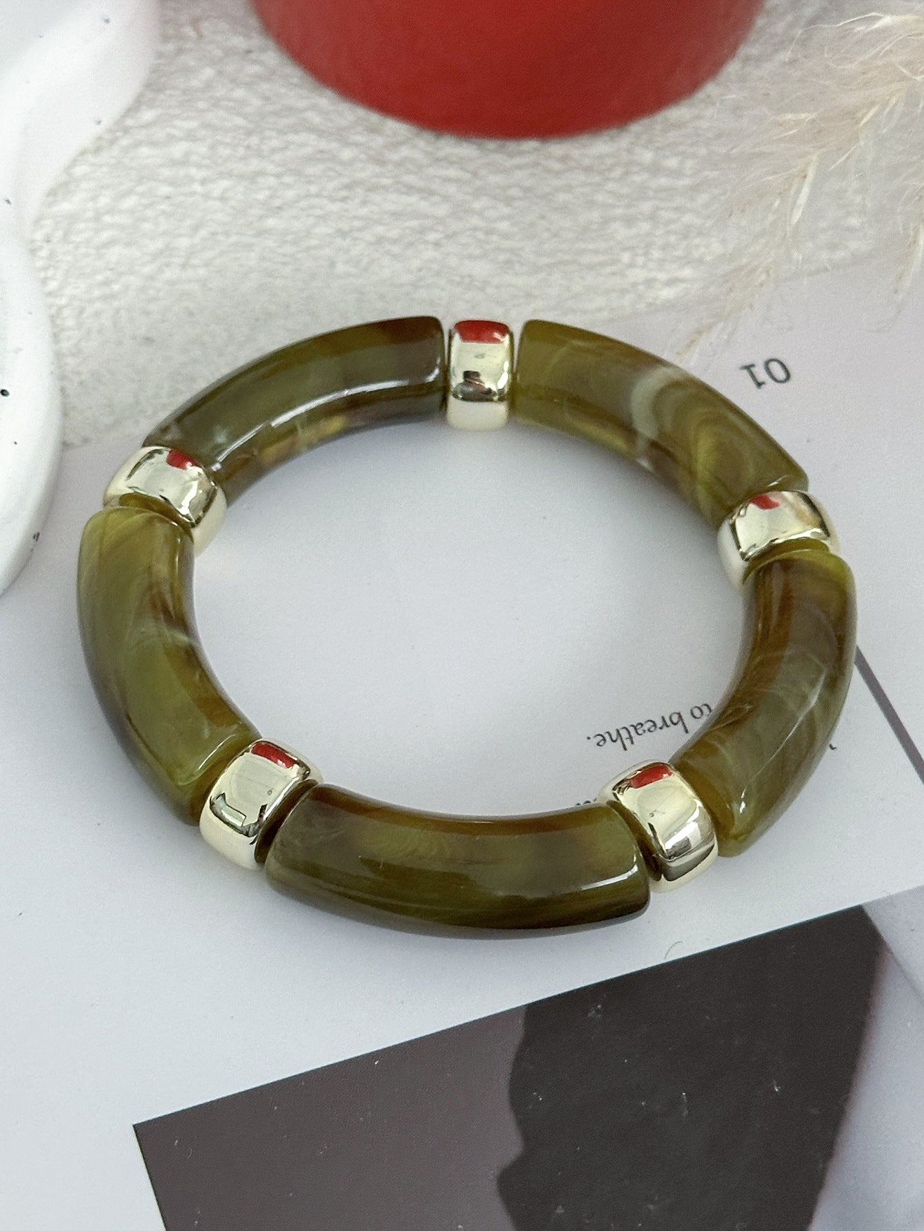 Bracciale Vintage Geometrico Acrilico a Goccia di Olio con Gradiente