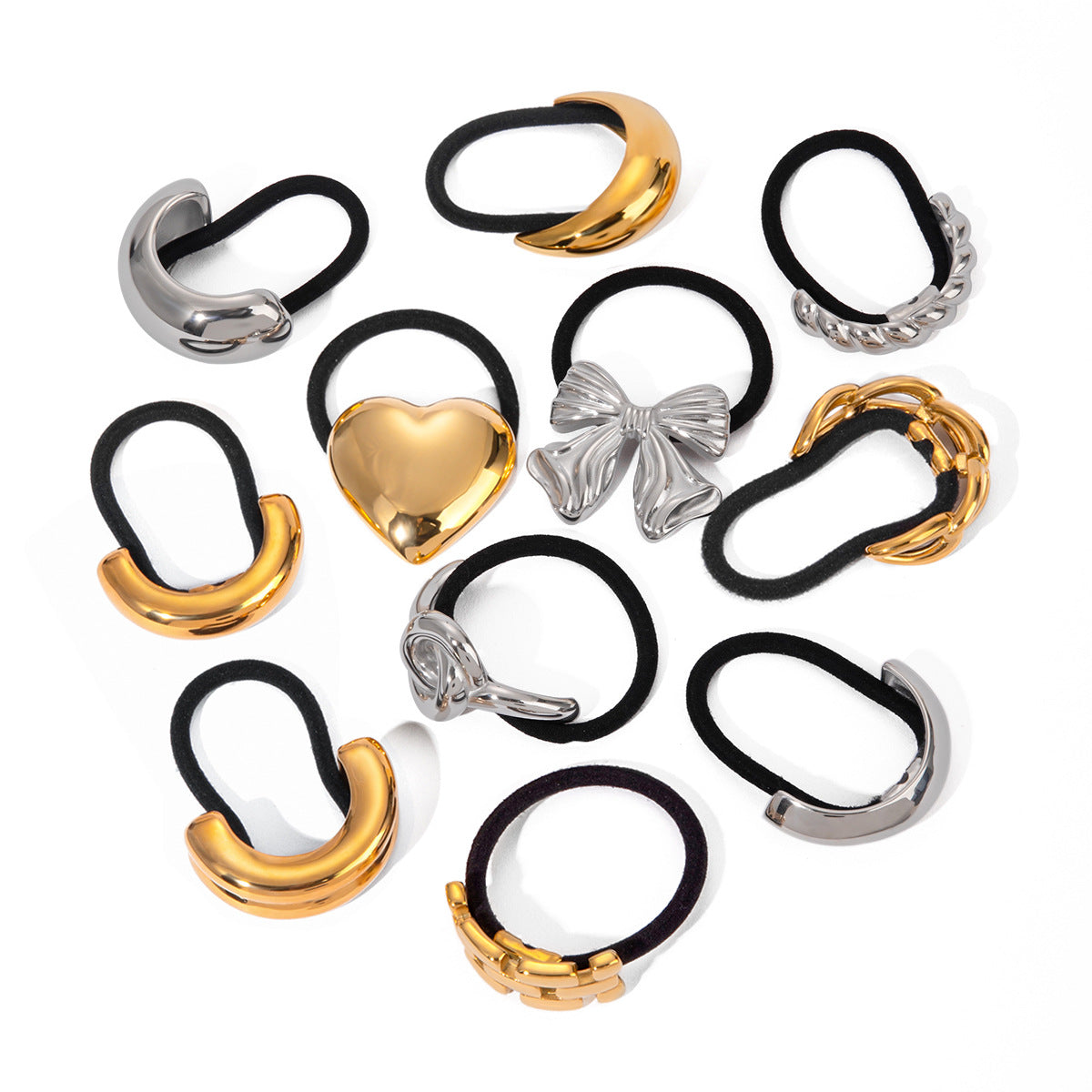 Minimalist Geometric Stainless Steel Hair Tie with Plated Finish for Ponytail