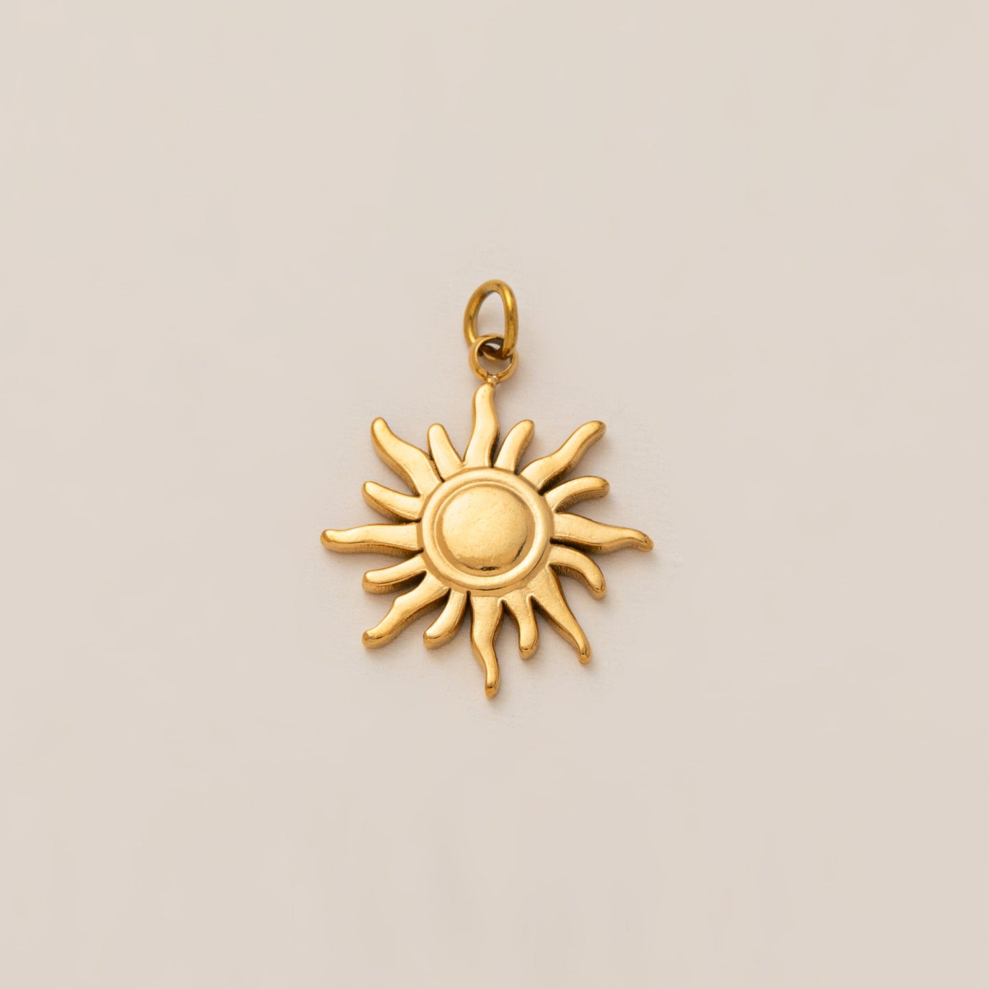 Vintage PVD 18K Gold Plated Stainless Steel Geometric Moon Sun Pendant Cable Chain Necklace Charm Bar