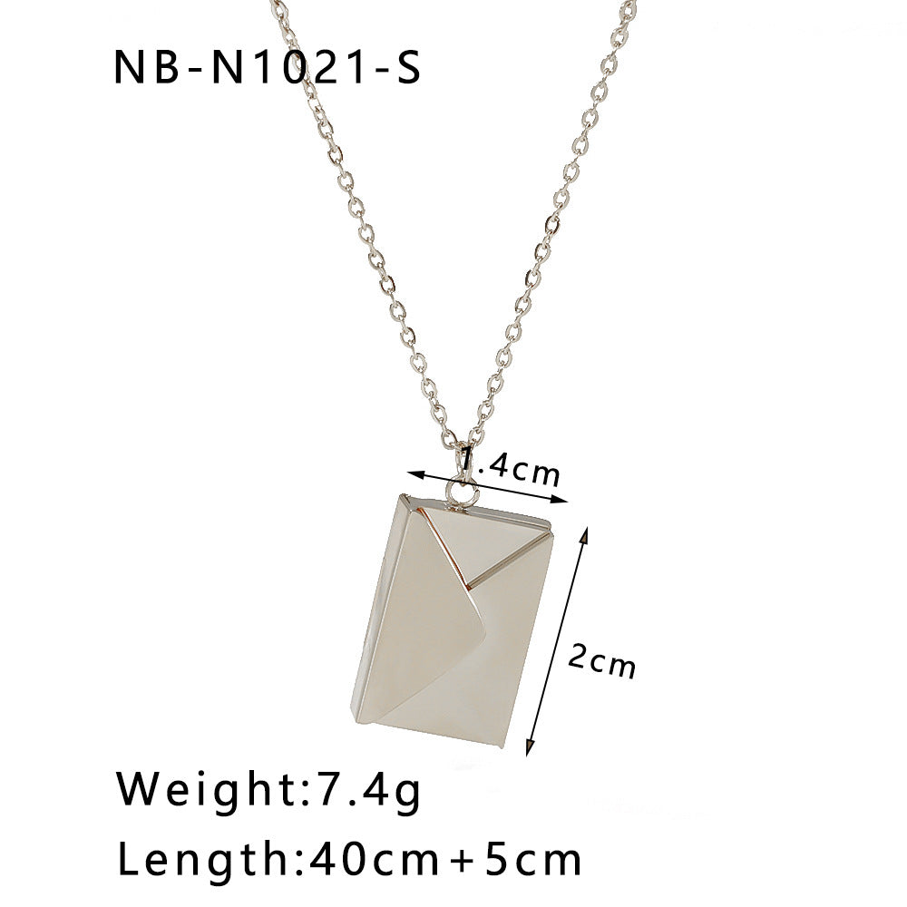 Collana minimalista a forma di libro da donna con catena in acciaio inossidabile e chiusura a cuore in acciaio al titanio placcato in oro 18 carati