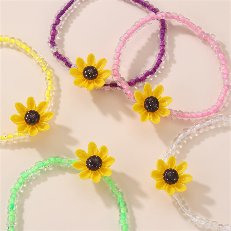 Pulsera de Cuentas Hecha a Mano Estilo Playa Bohemia para Niñas con Diseño de Estrella en Cuentas de Resina Plástica