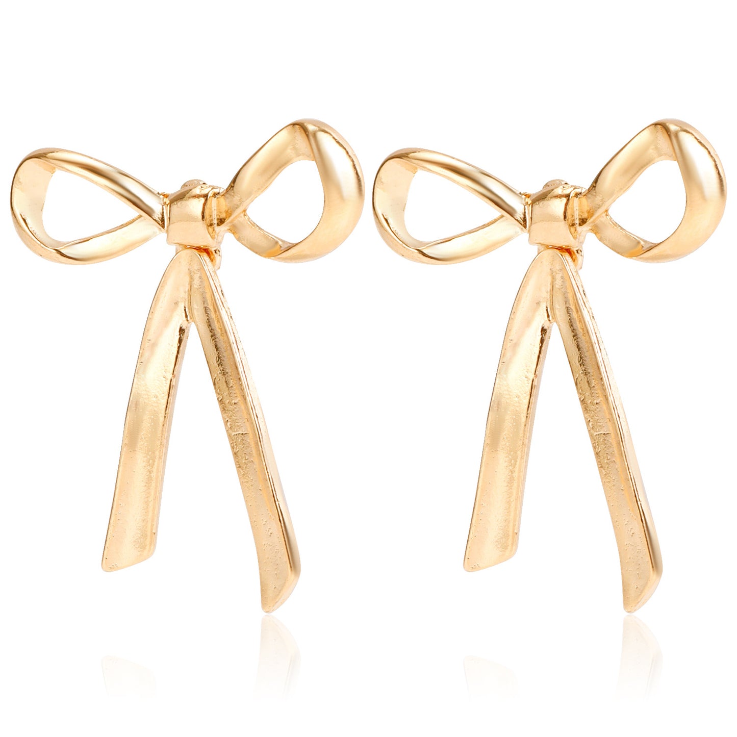 Geometric Bowknot Earrings for Women Alloy Electroplated Moon Motif Fashionable Everyday Ear Studs