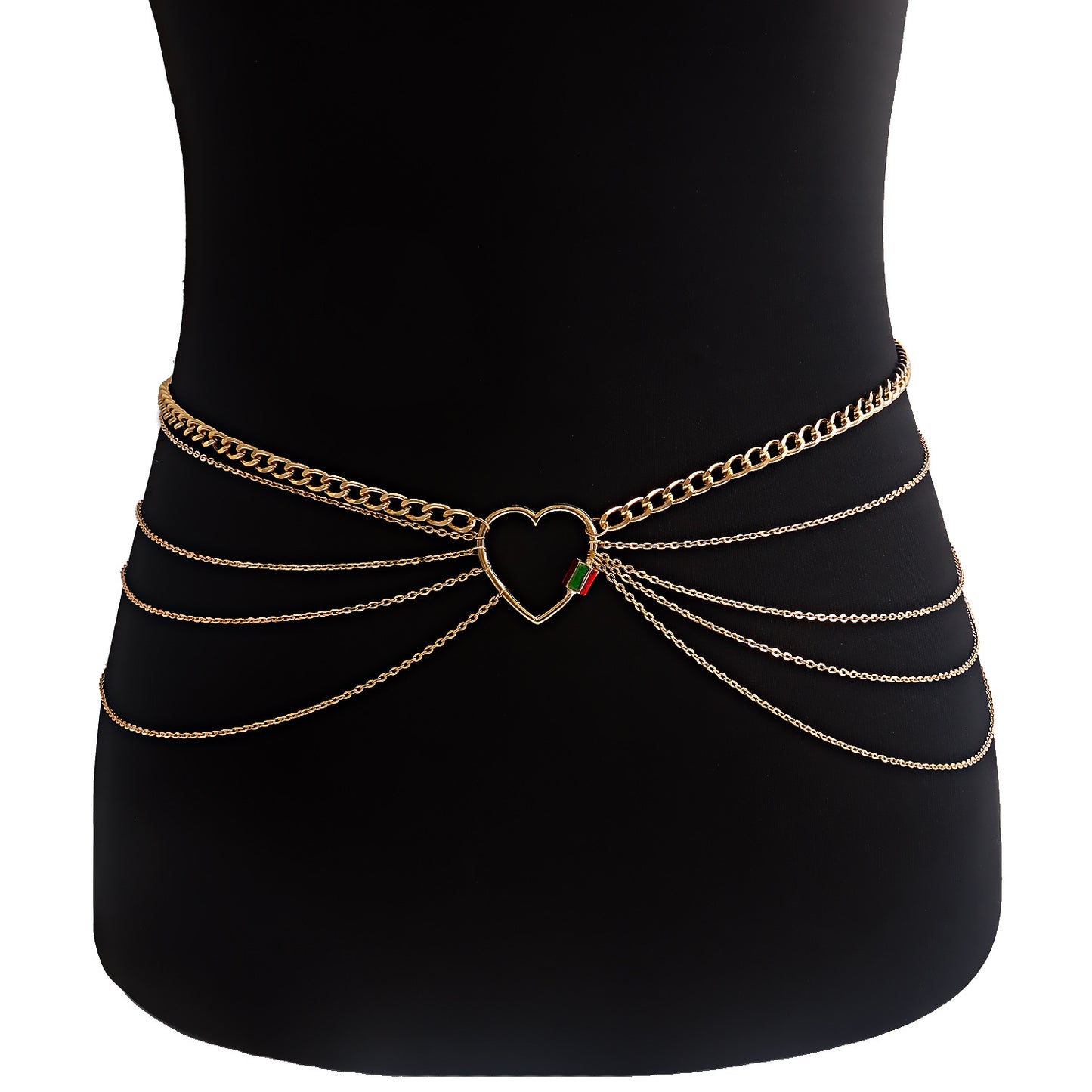 Bohemian Punk Multi-Layer Heart-Shaped Metal Body Chain with Enamel Coloring for Women