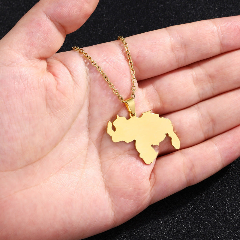 Collar colgante geométrico de acero inoxidable con acabado chapado para uso unisex, a la moda para uso diario