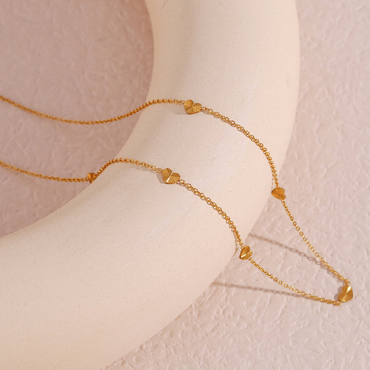 Collana Minimalista con Pendente a Cuore Lussuoso in Acciaio Inossidabile Placcato Oro da Donna