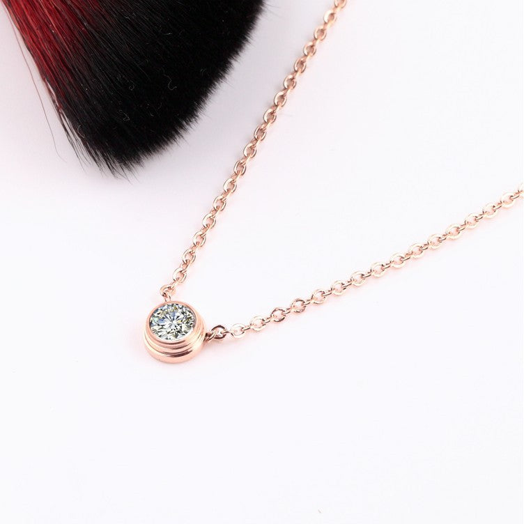 Minimalist 18K Rose Gold Plated Geometric Single Stone Bubble Pendant Necklace for Women