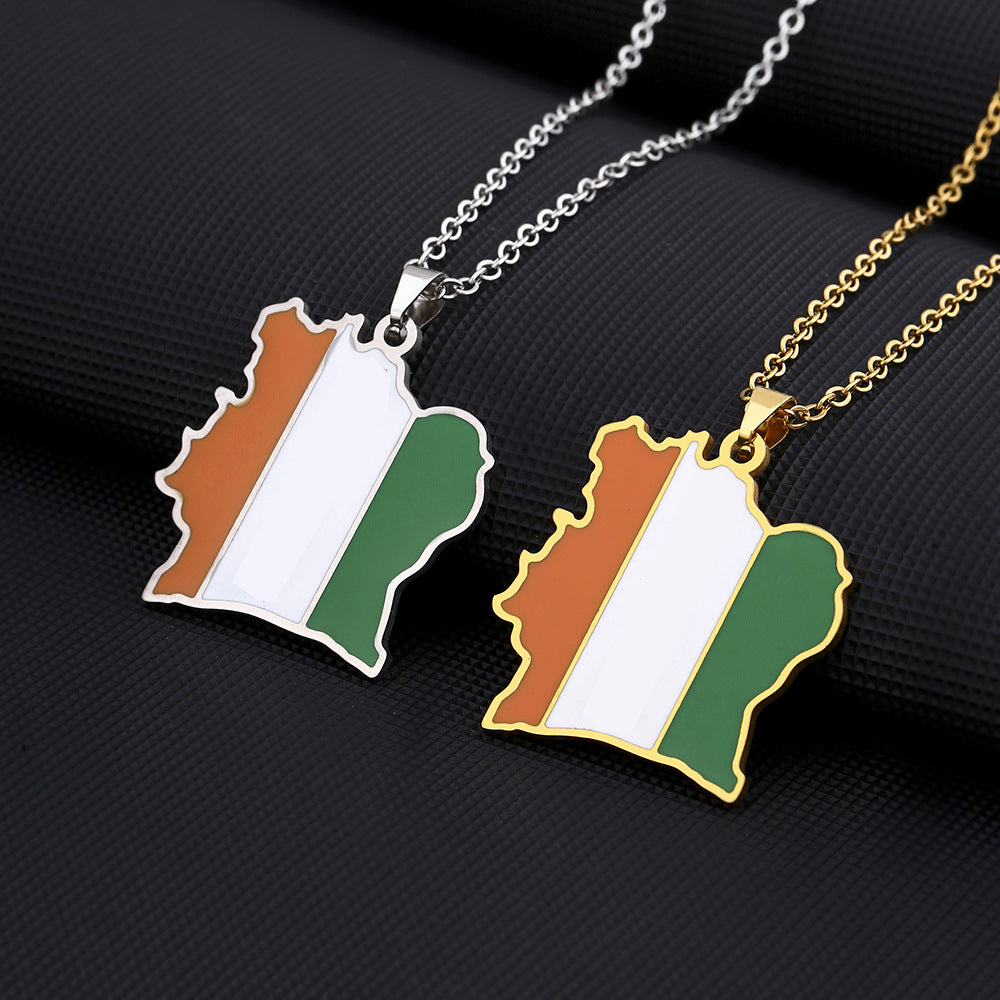 Collana Pendente Geometrica Minimalista in Acciaio Inossidabile con Finitura Smaltata Unisex