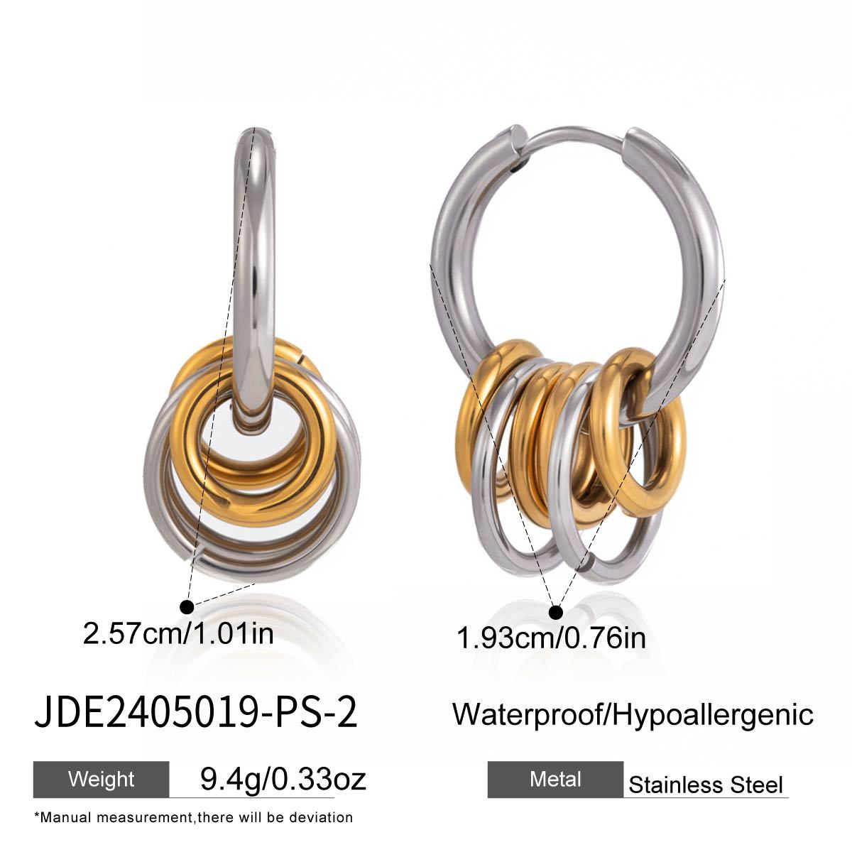 Minimalist Round Geometric Plated Stainless Steel Hoop Earrings for Women