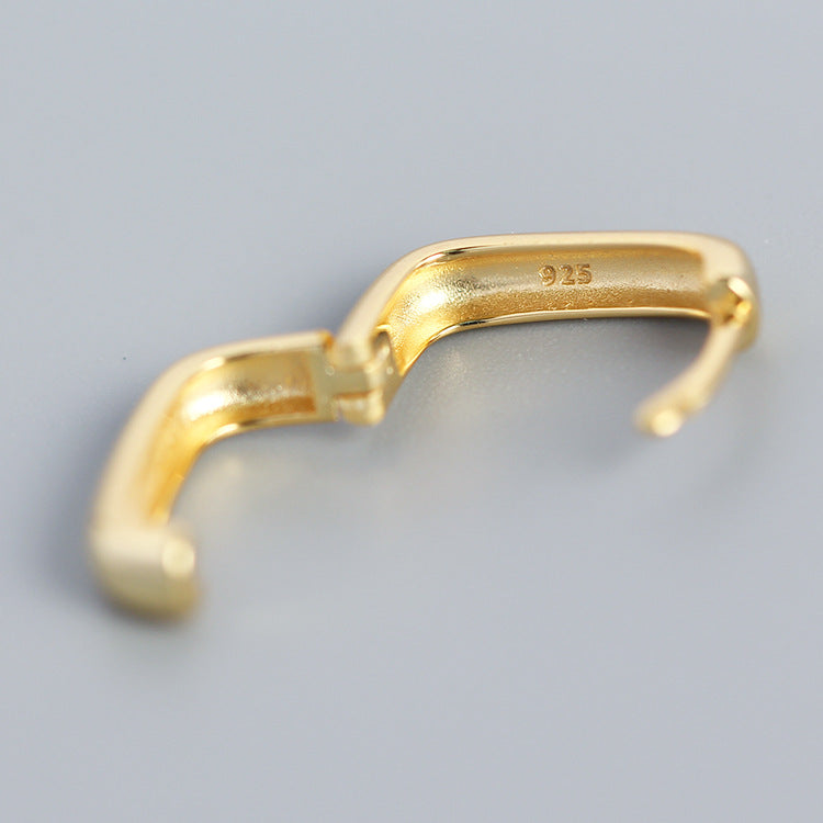 Minimalist 925 Sterling Silver Square Polished Hoop Earrings for Women