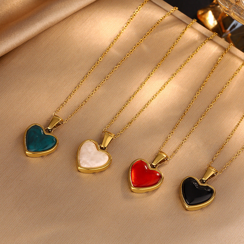 Collana con Ciondolo Minimalista a Cuore in Acciaio Inox Placcato per Donne