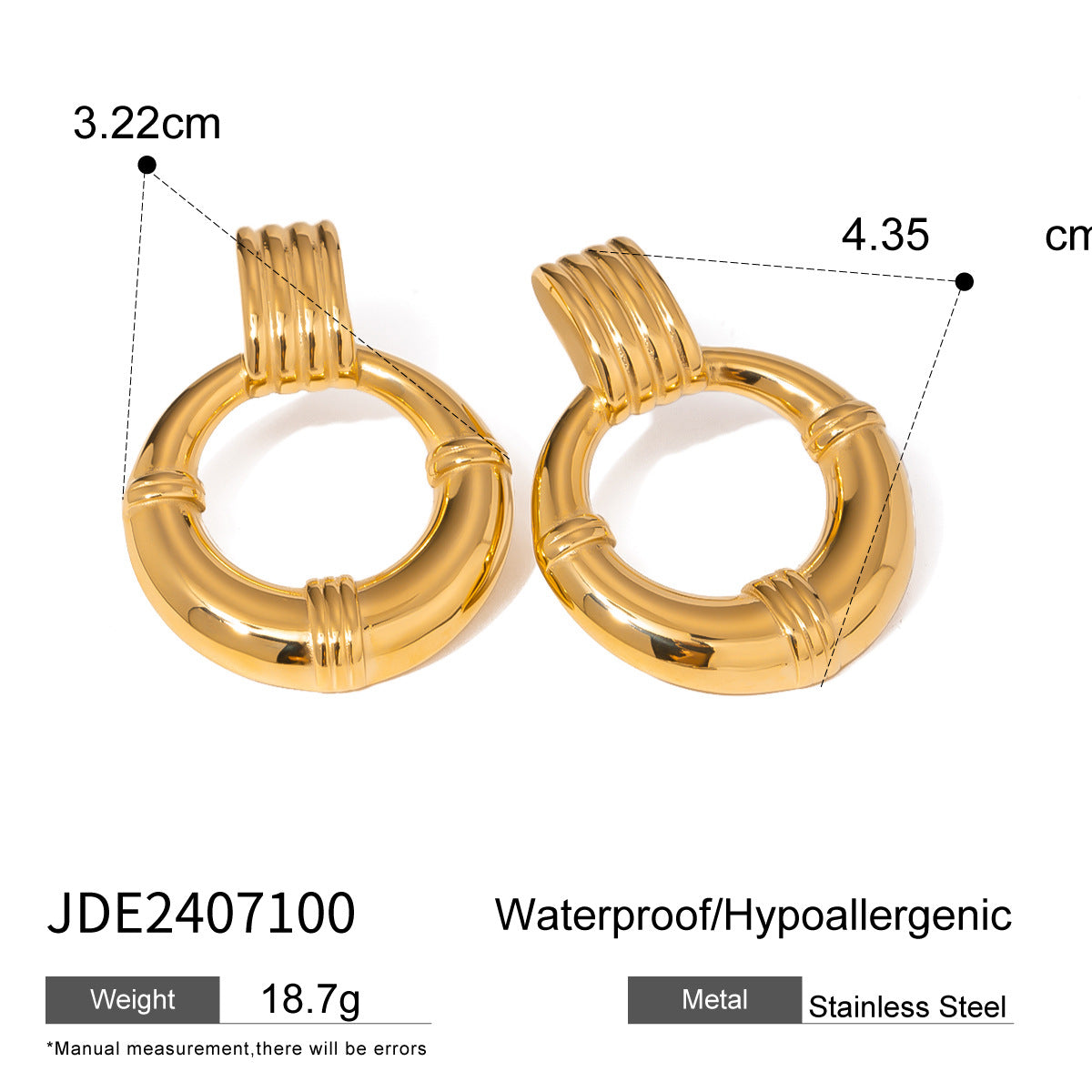 Geometric Round Plated Stainless Steel Earrings for Women