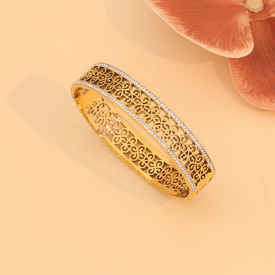 Bracciale Albero della Vita Floreale in Acciaio Inossidabile con Finitura Galvanizzata per Donna