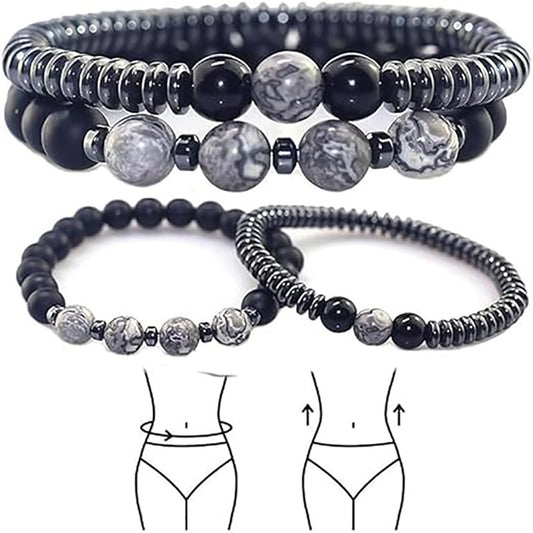Men's Geometric Round Hematite Sandstone Beaded Bracelet Set Handmade Streetwear Jewelry