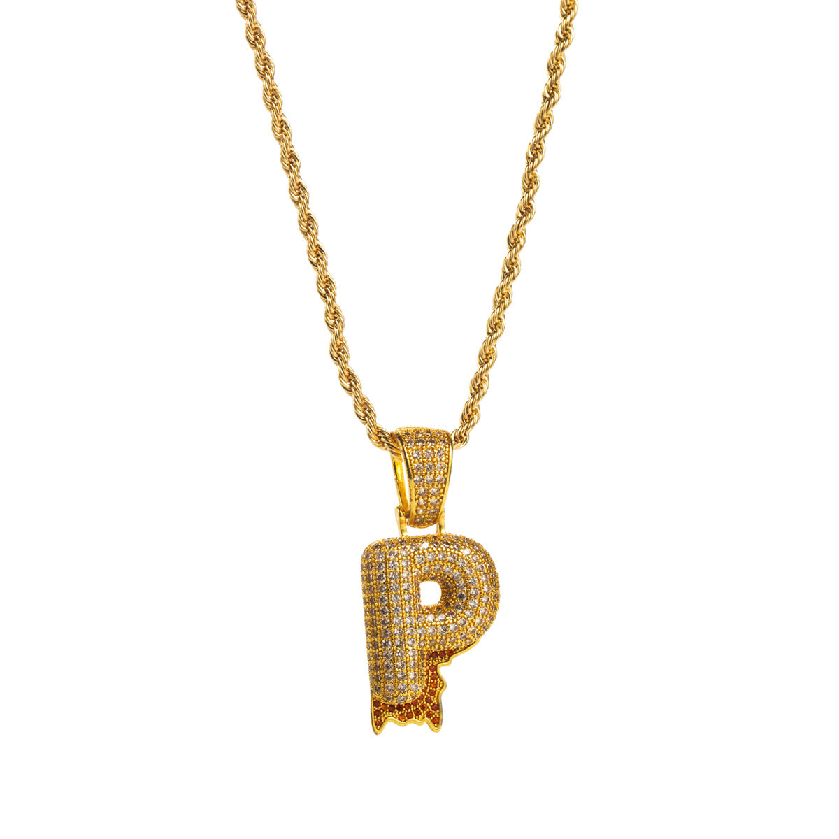Collana con ciondolo a lettera "Sweet-Edgy" da donna in ottone con intarsio in zirconi cubici su catena a clavicola
