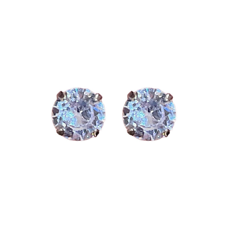 Aretes minimalistas geométricos de circonita para mujer con postes de plata de ley 925
