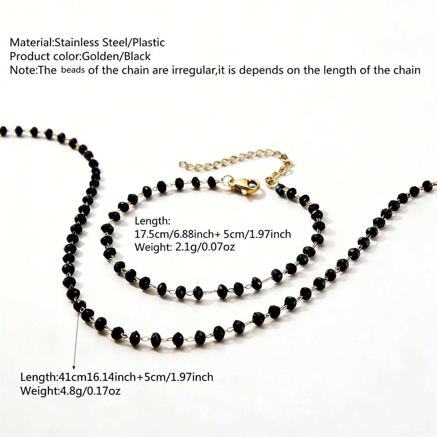 Set de pulsera y collar chapados en acero inoxidable con cuentas, redondo, geométrico, minimalista y bohemio para mujer