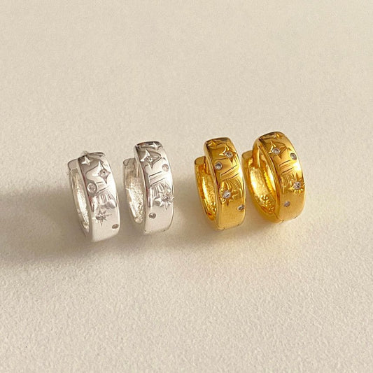 Minimalist Letter-Shaped 925 Sterling Silver Stud Earrings with Rhinestone Inlay, Hypoallergenic Silver Post