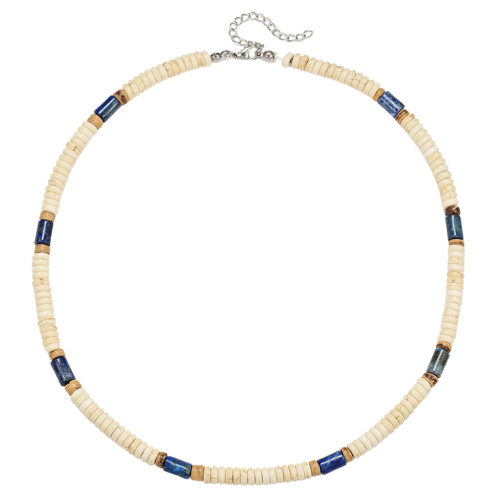 Bohemian Handmade Geometric Turquoise Lapis Lazuli Beaded Necklace for Unisex