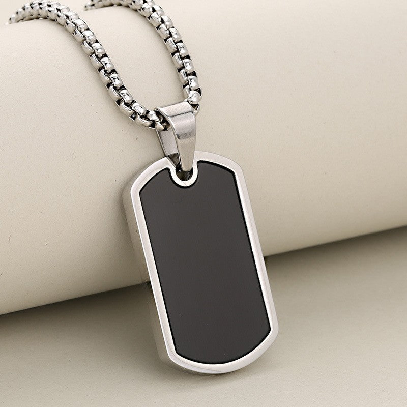 Collana unisex con ciondolo a piastrina per cane rettangolare geometrica personalizzata in acciaio al titanio