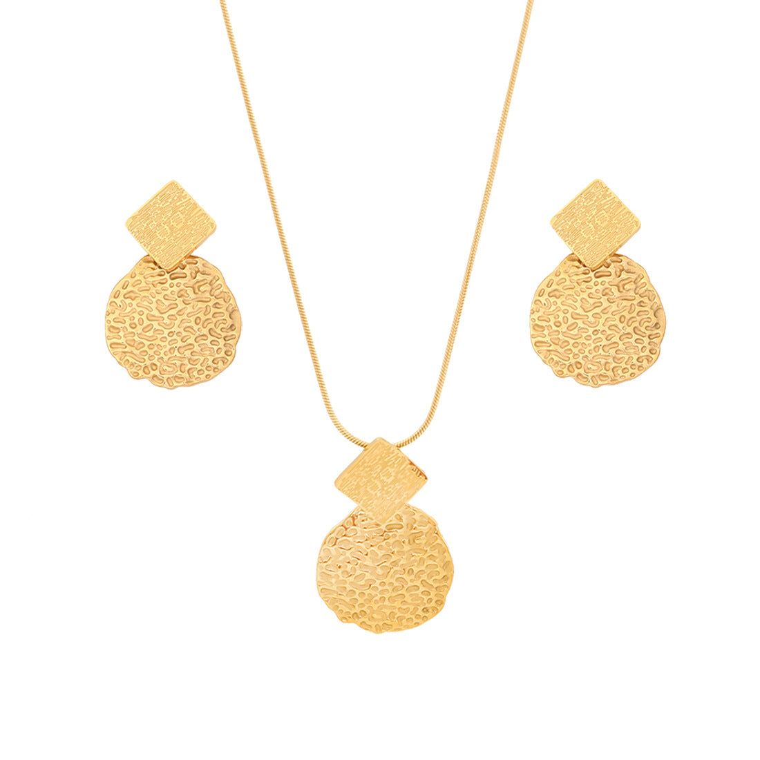 Conjunto de collar con colgante irregular geométrico con dije de flor de acero inoxidable y detalle de borla para mujer