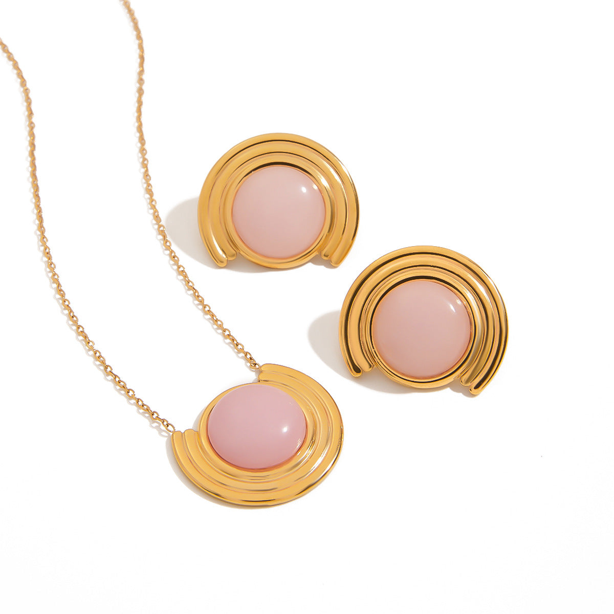 Collana da donna minimalista lusso rotonda a stella e luna geometrica in acciaio al titanio placcato acciaio inossidabile