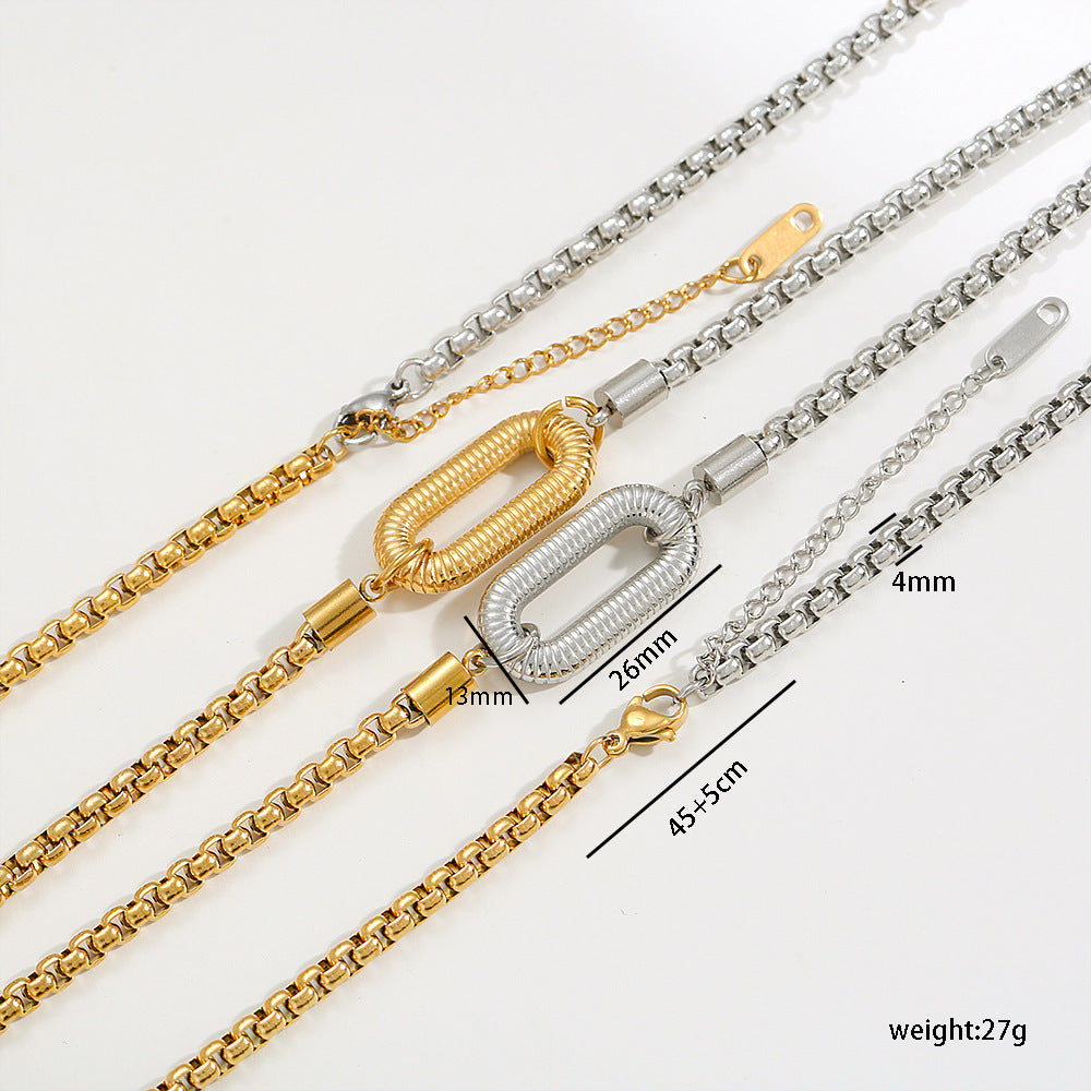 Collana Minimalista di Lusso in Acciaio Inossidabile Placcato Oro 18K con Pendente a U e a Goccia e Catena di Perle