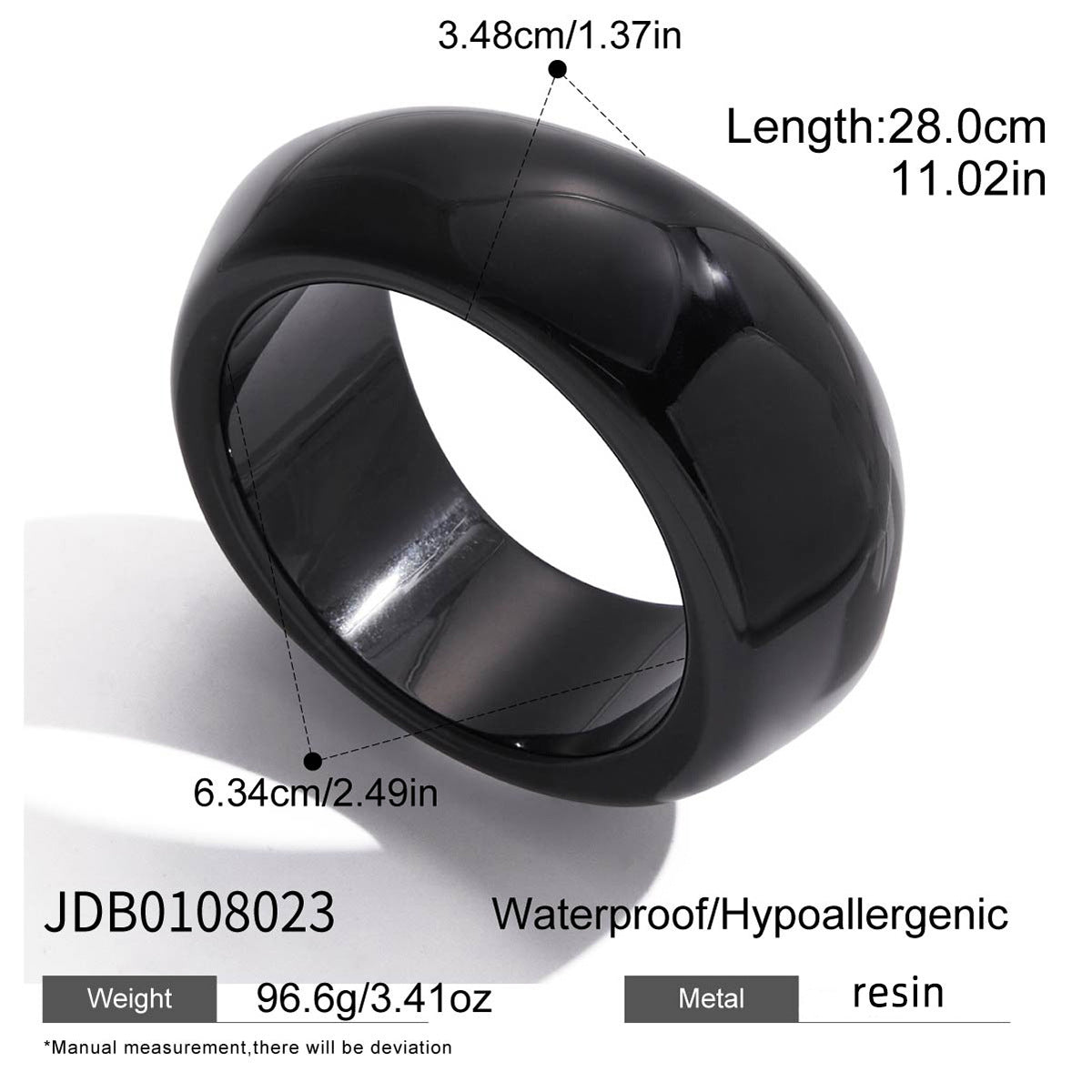 Bracciale Largo Irregolare da Donna in Resina con Placcatura in Acciaio Inossidabile, Design Geometrico e Ovale, Accessorio alla Moda in Stile Ufficio
